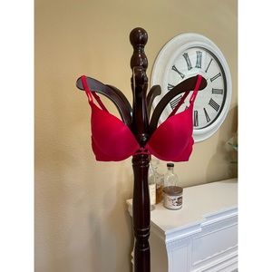 Victoria Secret Miraculous Plunge Red Satin - 34A